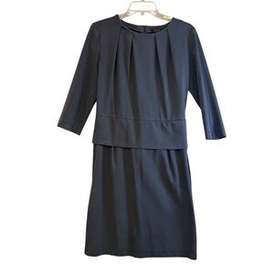 Peserico Charcoal Gray Belted Dress Made in Italy Size 10 US / IT 46 3/4 Sleeve